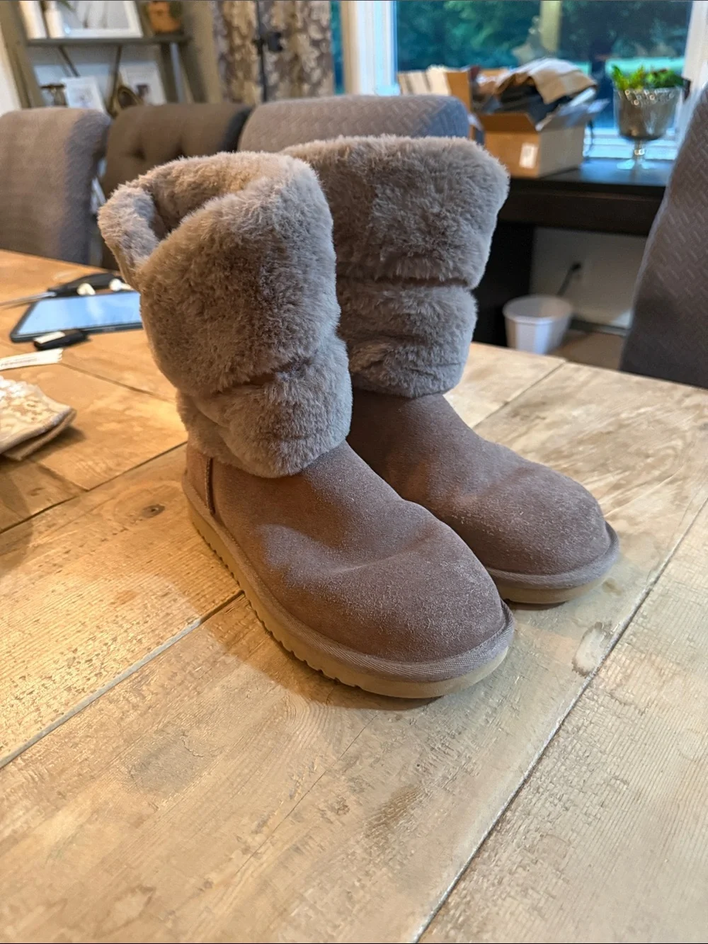 UGG Women's Fold-Over Faux-Fur Winter Boots - Gray